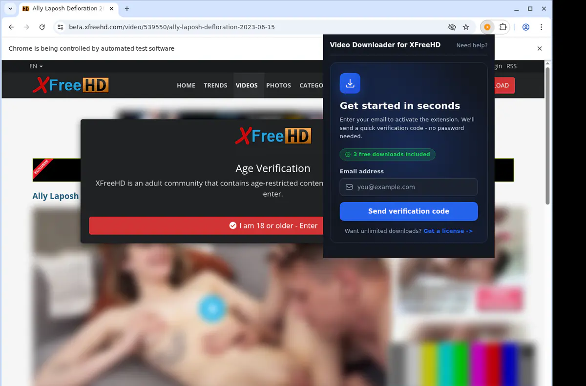 XFreeHD Video Downloader browser extension screenshot 5